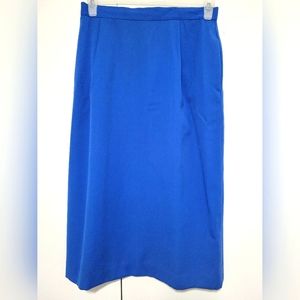 Vintage Royal Blue Midi Pencil Skirt - Made in Canada, 100% Pure Wool